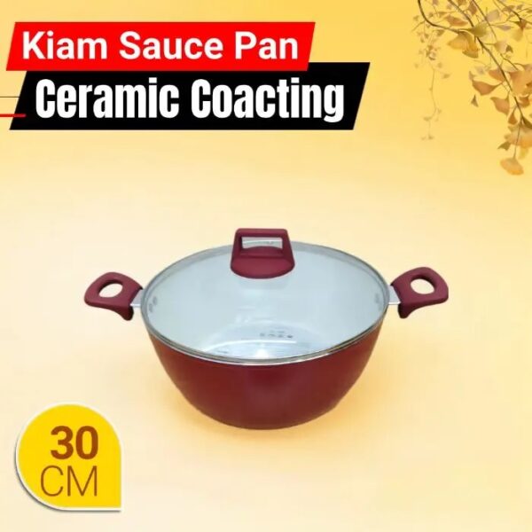 Kiam Ceramic Non-Stick Casserole (Sauce Pan) With Glass Lid 30CM
